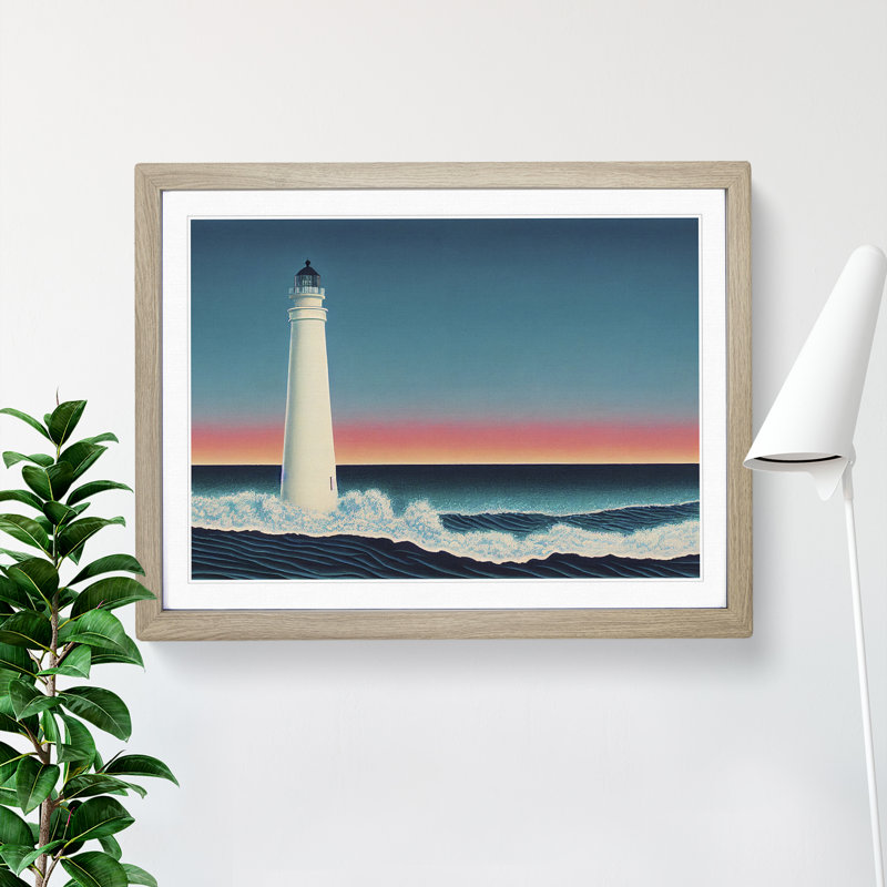 Special Lighthouse - Framed Print, 46cm H x 64cm W, Oak Frame