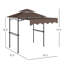 Pavillon de jardin en métal brun avec espace extérieur et tablettes de 8 x 7,6 pi, conception réglable, structure en métal