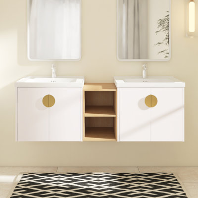 59.6'' Double Bathroom Vanity with Ceramic Top