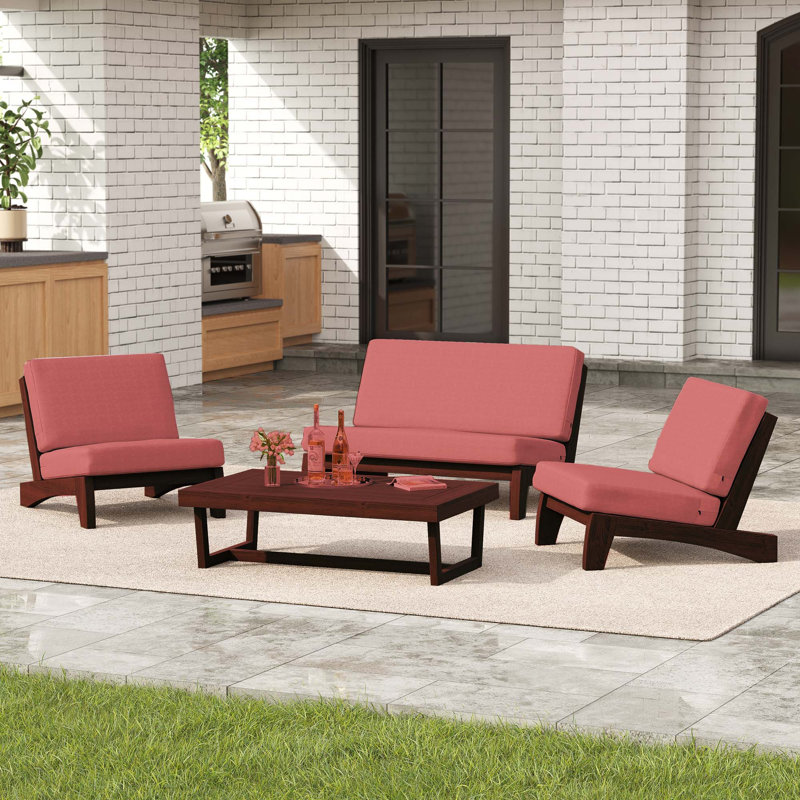 Ensemble de conversation d'extérieur pour 4 personnes avec coussins Polett, Gris, Noir