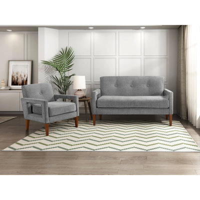 Modern Living Room 2pc With Gray Chenille Upholstery, Pocket Coils, Reversible Seat Cushions, And Easy - To Clean Covers, 3 Furniture : Chenille, Solid Wood Legs, Cushions