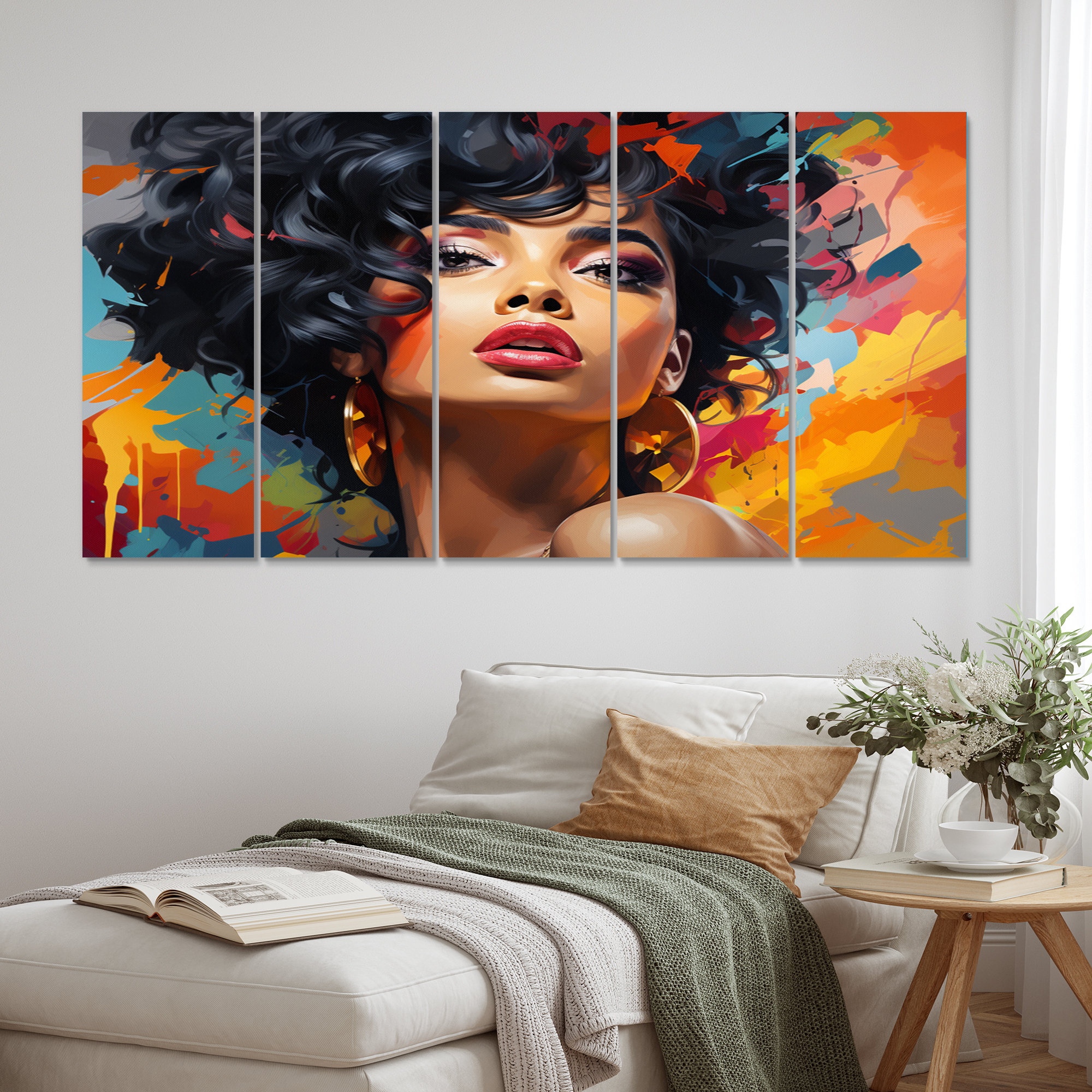 Mercer41 African American Black Art Afro Girl Painting Print On