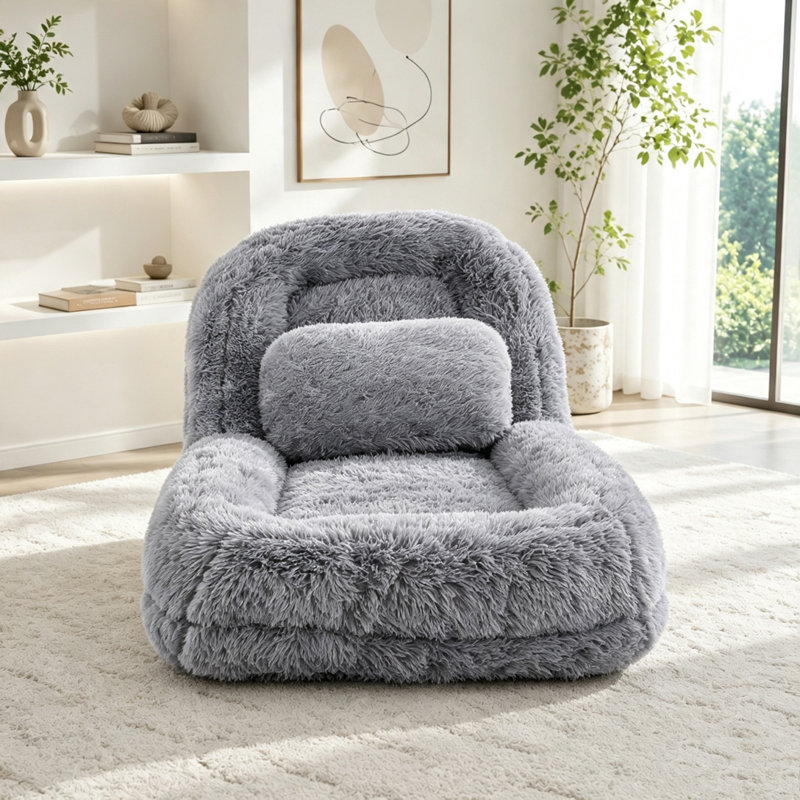 Lit pour chien humain, canapé paresseux, convertible réglable à 5 positions, Gris clair