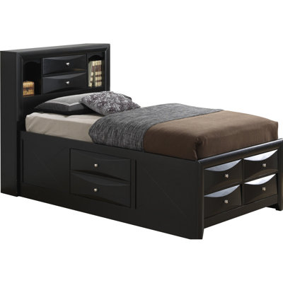 Très grand lit de rangement moderne noir avec options d'espace de vie spacieux - l 80 po x P 92 po x H 49 po. Compartiments intégrés pour un espace de travail soigné et une solution élégante et fiable.