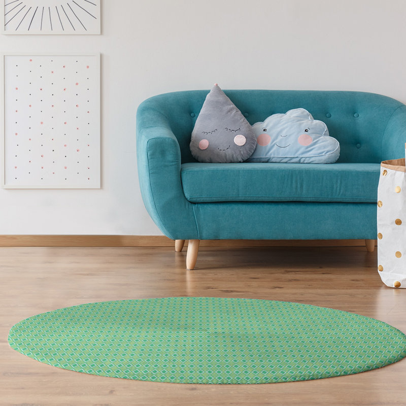 Chenille Geometric Indoor Rug, Round 5'