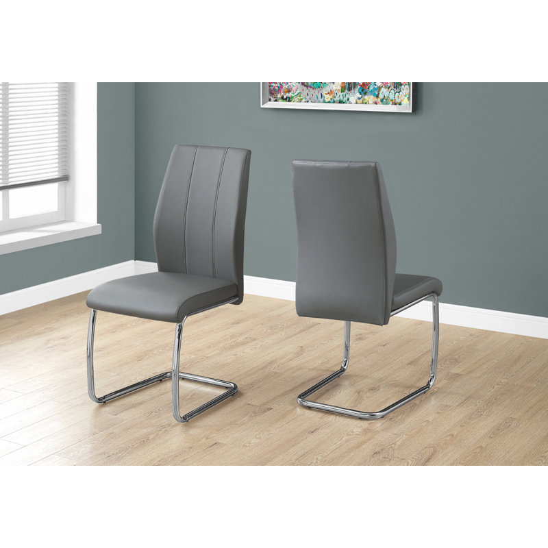 Chaise de salle à manger ou chaise d'appoint rembourrée pour la cuisine ou la salle à manger Carvalho, Gris moyen, Chrome