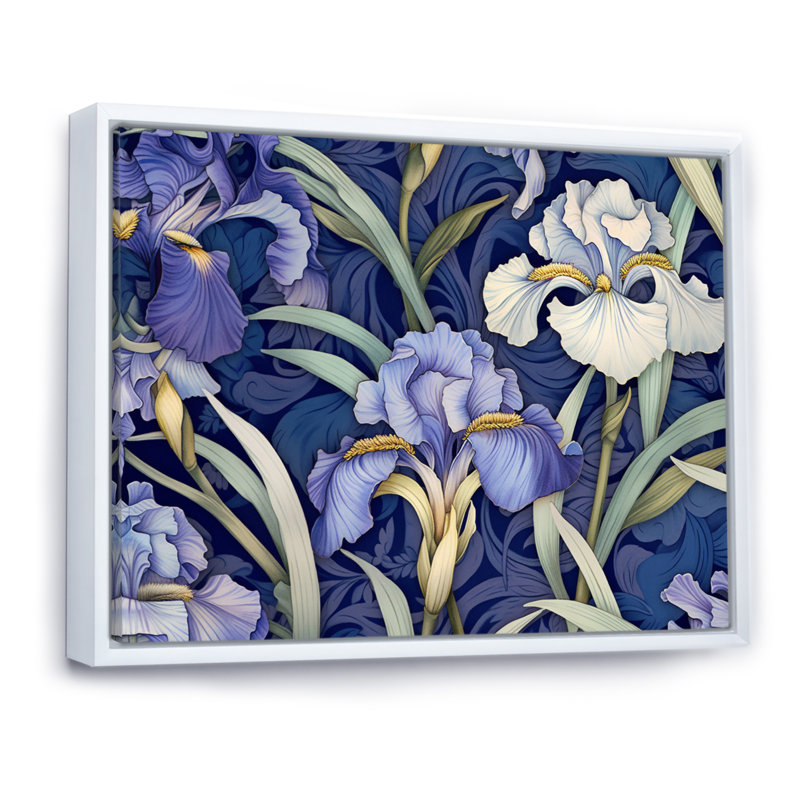 Mauve, vert, iris et impressions II, H 12 po x l 20 po x P 1,5 po, Cadre flottant blanc