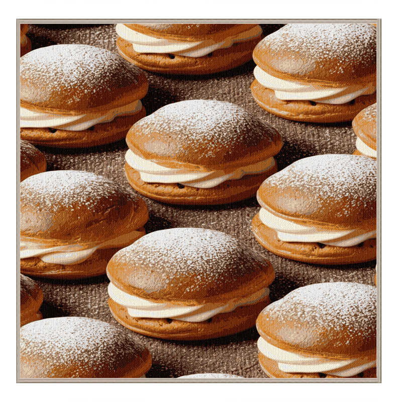 Washable Cream puff Desserts Area Rug, Square 5'