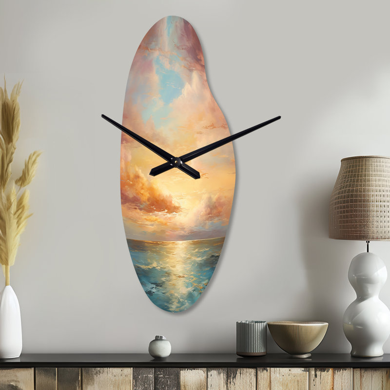 Horloge murale en métal Ocean Sunset Celestial Symphony, Moyenne