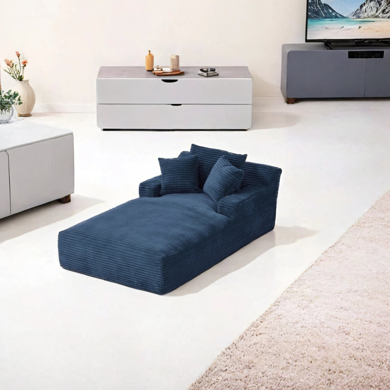 Extra-large Recliner-style Sofa, Corduroy Fabric Modern Sofa, Blue