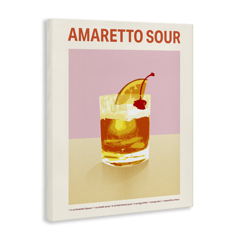 Toile Amaretto Sour Classic Drink, design par Victoria Barnes, H 20 po x l 16 po