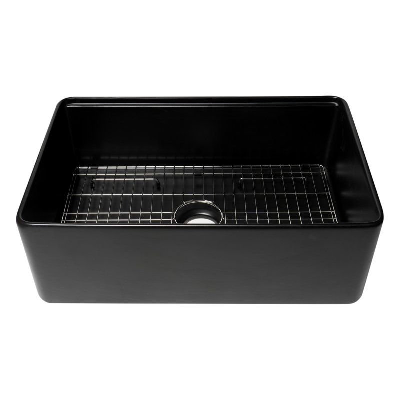 30'' L Single Bowl Fireclay Kitchen Sink, Black