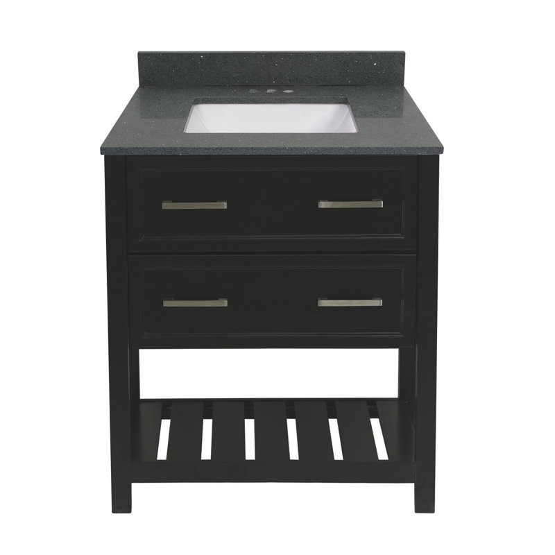 Ensemble de meuble-lavabo simple 25 "aguallo, Espresso, Noir Calacatta