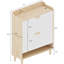 Rangement à chaussures pour hall d'entrée 31,5 pouces avec 2 tiroirs rabattables, esthétique nordique, pieds en bois massif, portes d'armoire autoportantes d'inspiration design, combinaison blanche et naturelle