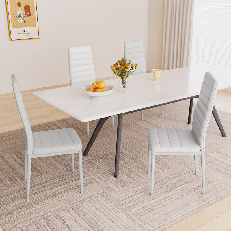 PU Leather Upholstered Dining Chair, White
