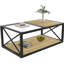 Table basse de style industriel en verre et bois pour l'ambiance de la chambre à coucher, petits objets fonctionnels avec demi-planche de bois, bureau, nettoyage à faible effort-1035832167