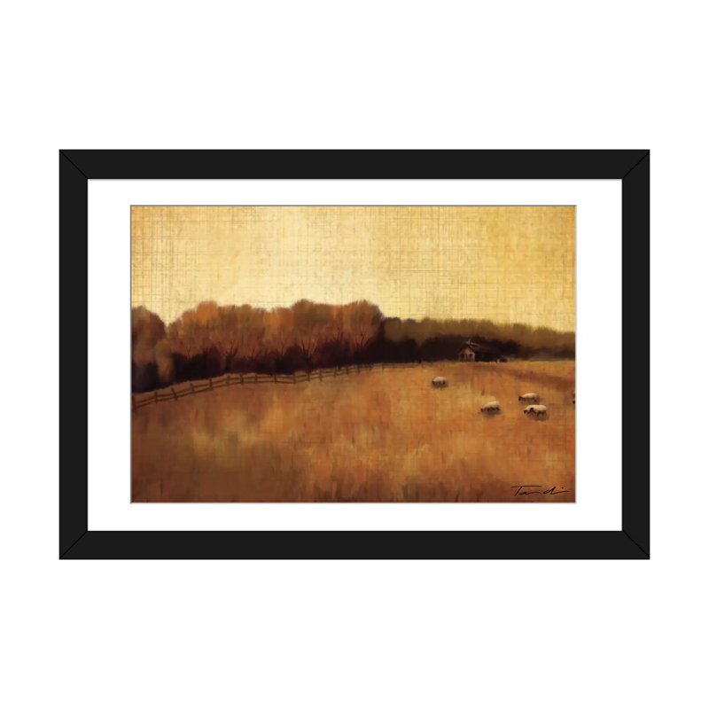 « open range ii », reproduction d’art sur toile tendue, H 24 po x l 32 po x P 1 po, Papier d'art encadré noir, Blanc