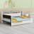 Contemporary Upholstered Daybed Frame with 2 Drawers, LED Lighting, USB Port & Storage Shelves-301734960-301734962