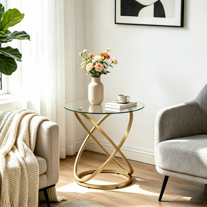 Rochdale Side Table, Clear/Gold