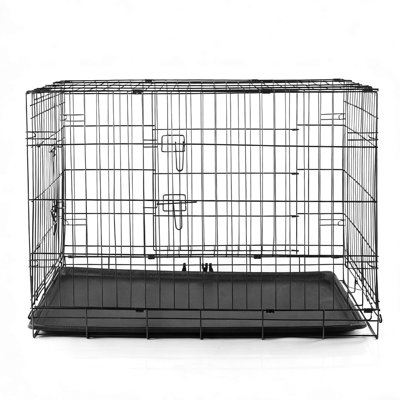 Foldable Metal Dog Cage with Plastic Tray