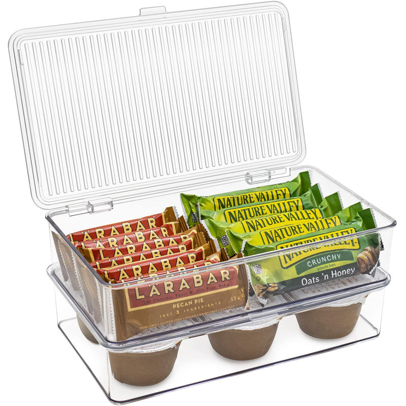 Bacs de rangement, avec couvercles, rangement pour garde-manger, contenants de rangement des aliments (ensemble de 2 contenants: 1 petit, 1 moyen)