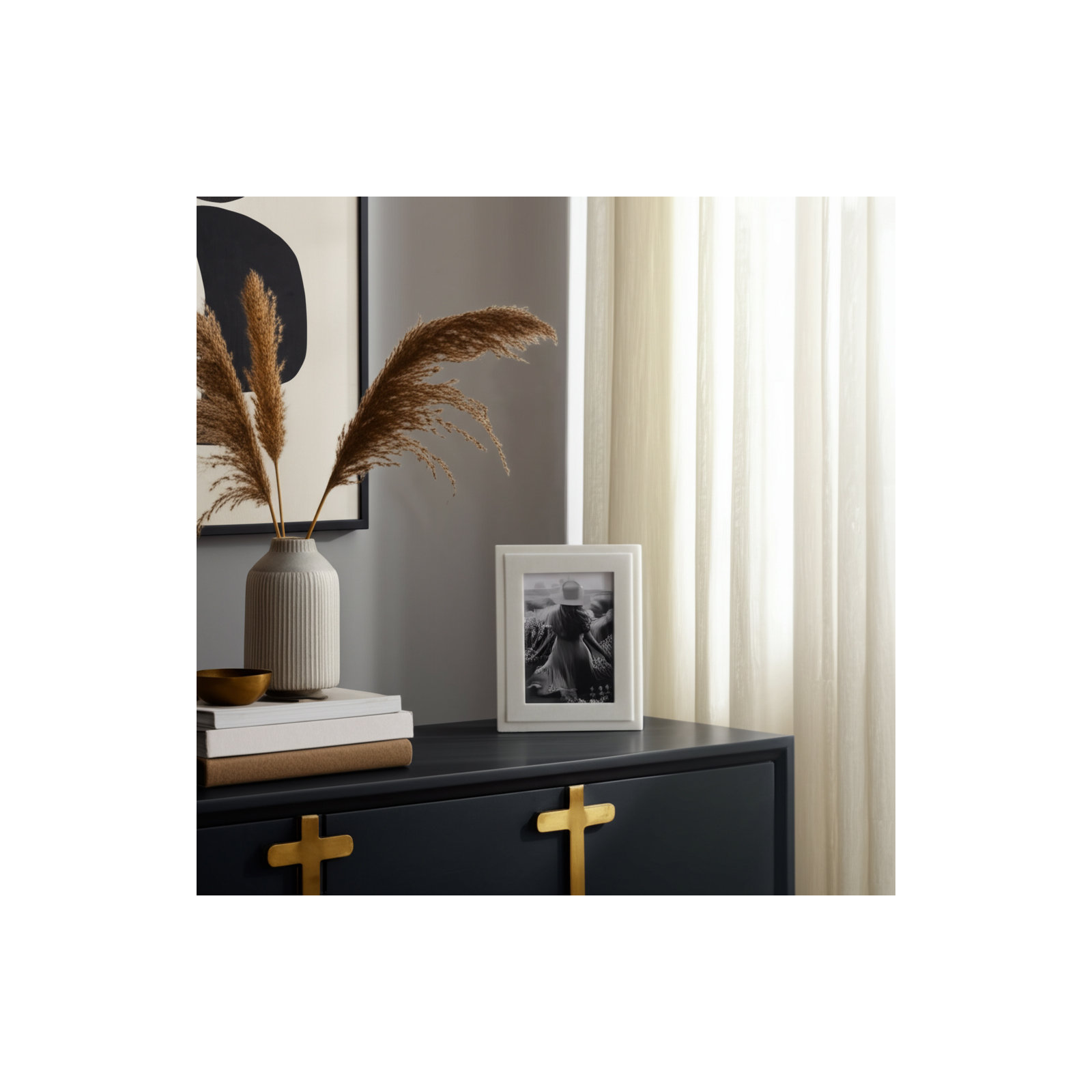 Marble Border Photo Frame, White, 5" W x 7" H