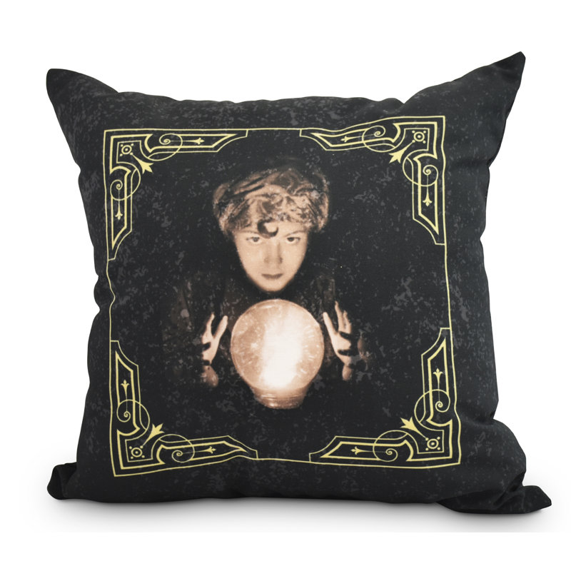 Coussin d'extérieur Witches Brew Square, 16 po x 1 po, Noir / Jaune