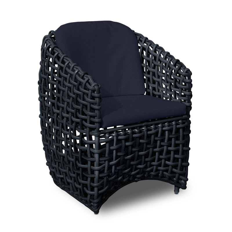 Dynasty Outdoor Dining Armchair, Black Mushroom, Canvas Navy Sunbrella® Canvas