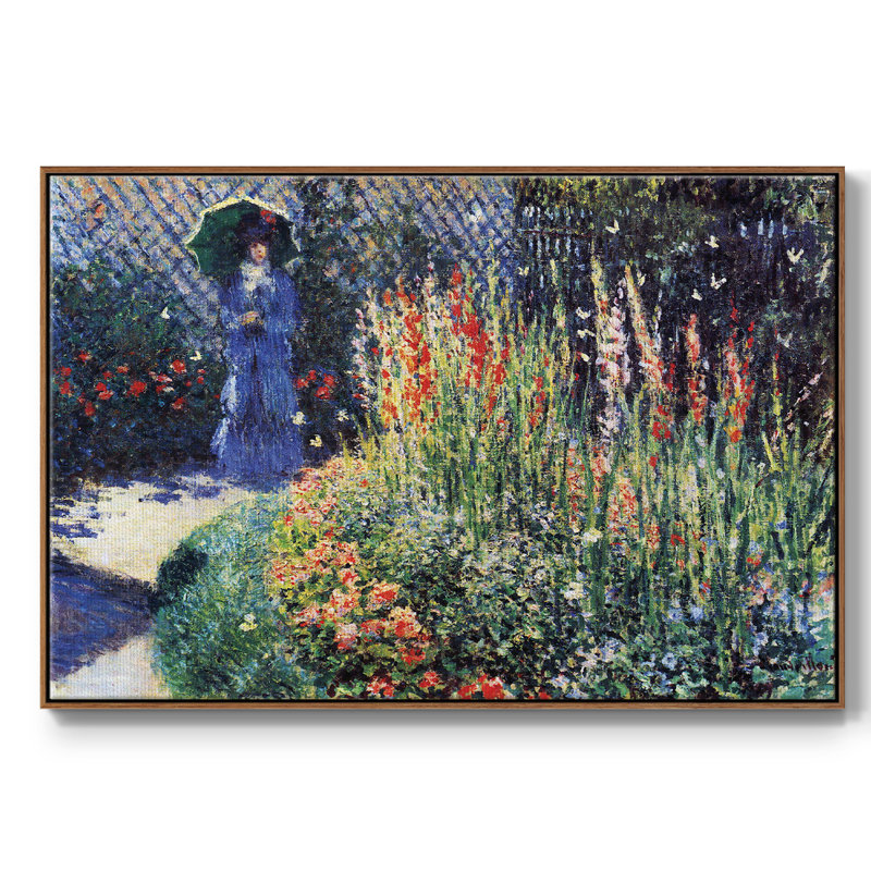«Gladiolas», reproduction encadrée sur toile par Claude Monet, Noyer, H 25 po x l 37 po x P 2 po