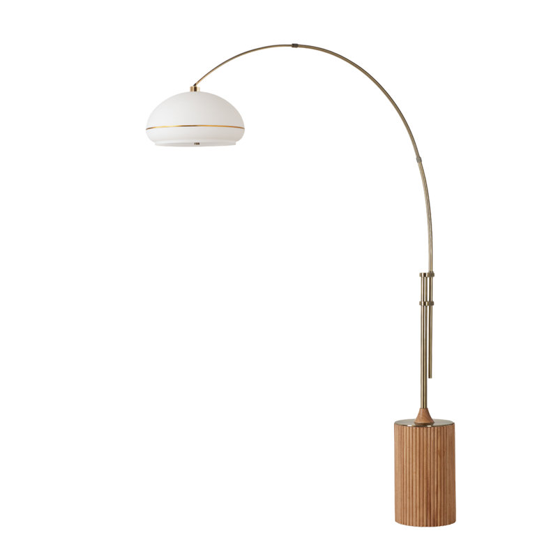 Lampe Tambo Morelli 92 po - Laiton vieilli, base en frêne naturel, abat-jour en lucite, à intensité variable, ampoule incluse