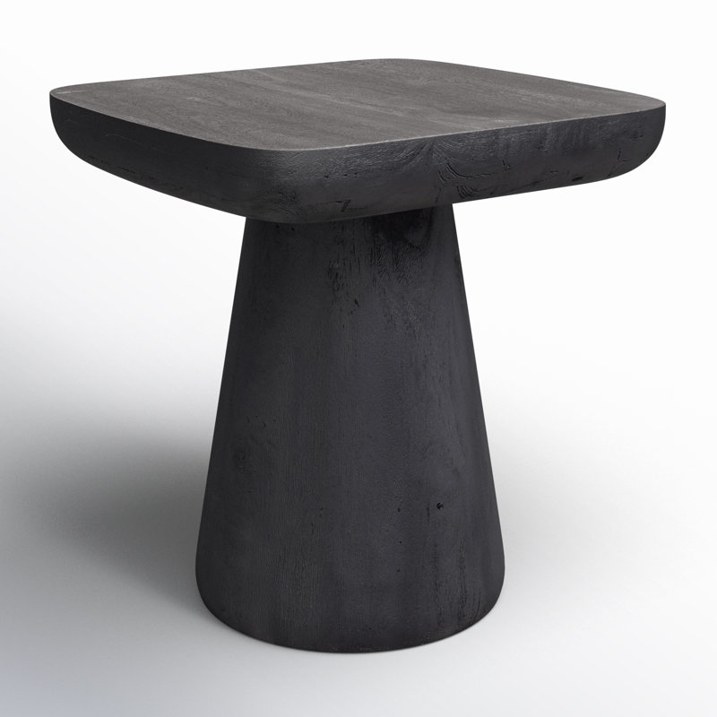 Black Solid Wood Modern End Table