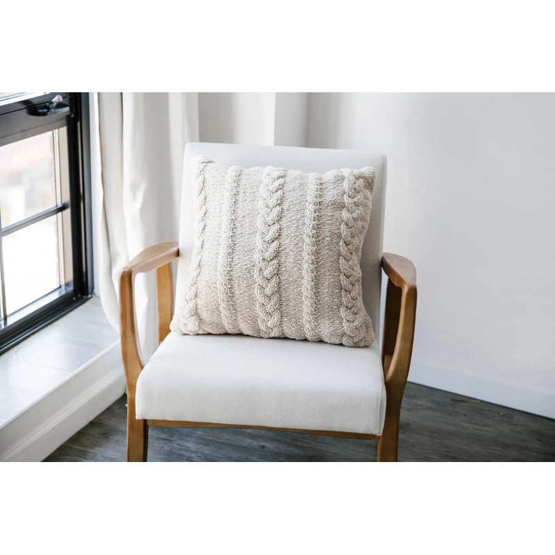 Braided Square Pillow Cover & Insert, Navy