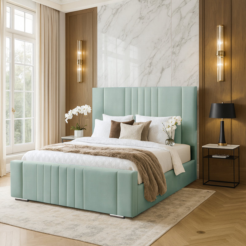 Agaro Upholstered Bed, Duck Egg, Super King (6')
