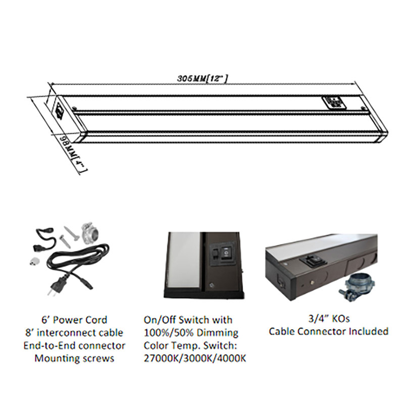 White 16'' LED Under Cabinet Linkable Light Bar