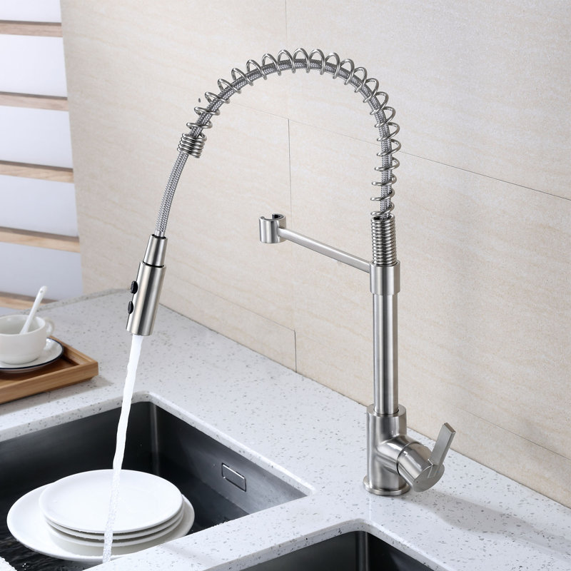 Pull Down Single Handle Kitchen Faucet, Brushed Nickel