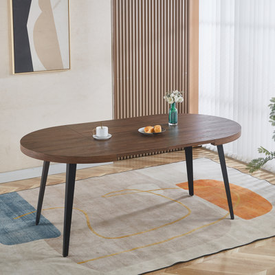 Table extensible, table de salle à manger, table de bureau, table basse, pieds en métal, plateau en MDF, 100/140 / 180X100X75Cm, couleur noyer