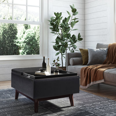 Repose-pieds capitonné rectangulaire Mid-Century avec plateau Owen