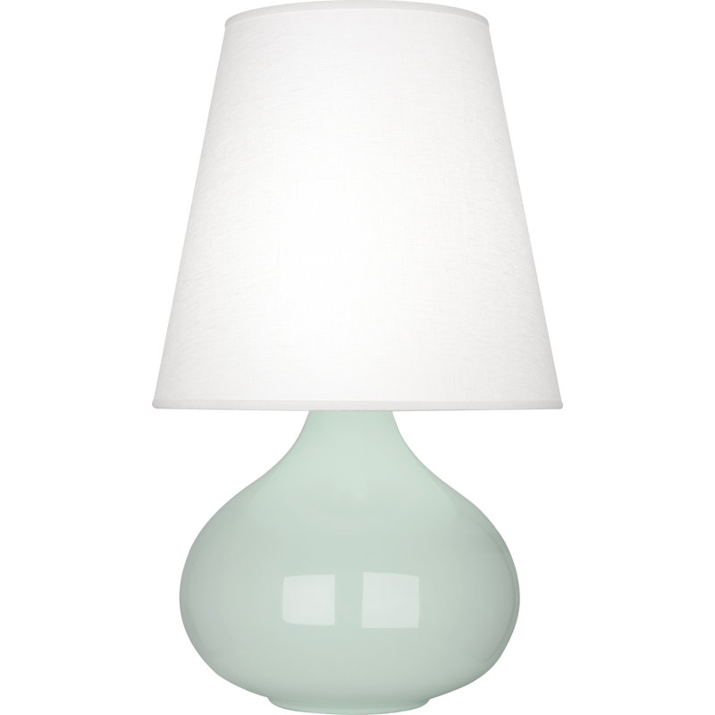 Small June Accent Lamp, Celadon, Oyster Linen