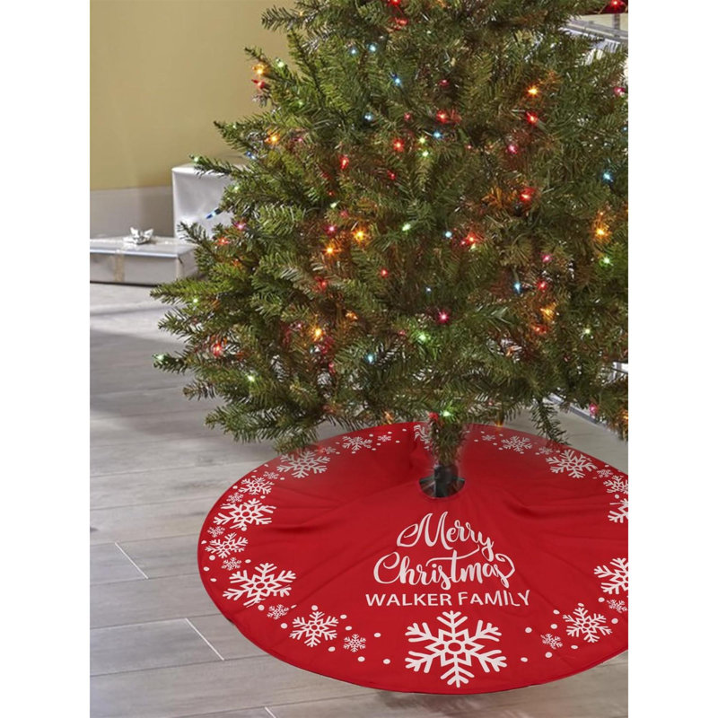 36 pouces grande jupe d'arbre de Noël de Noël à couverture souple, tapis de flocon de neige, jupe d'arbre de ferme pour ornements de fêtes, décorations d'intérieur (E, 48INCH)