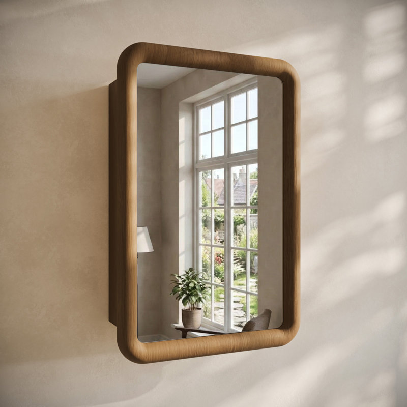Armoire à pharmacie encastrée / murale Plaisir 18 X 27 avec miroir en chêne brun, Brun