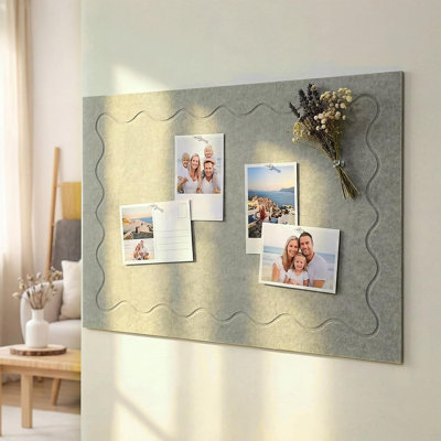 Scalloped Felt Bulletin Board Decorative Wall Panels, 6 Pack Cork Board Alternative With Push Pins And Adhesive Pads For Home Office Display