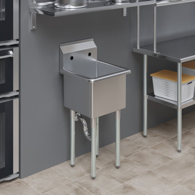 Évier utilitaire en acier inoxydable 18 po x 18,5 po avec cuve 15 po x 15 po x 13 po
