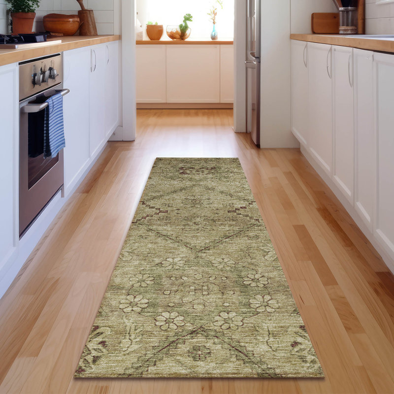 Premium Machine Washable Prisco Brown Rug, Runner 2'3" x 7'6"