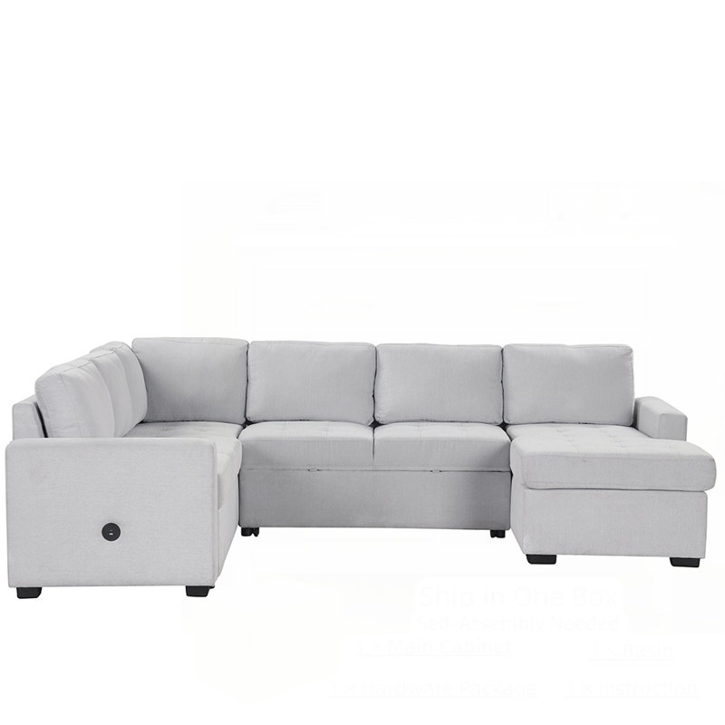 Luxueux canapé en tissu chenille avec USB et recharge de type C, confortable et élégant pour la vie moderne