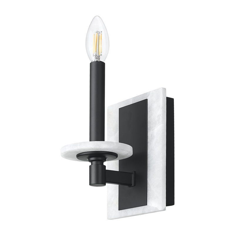 Applique murale moderne Burdine, Une lumière, H 9 po x l 5 po x P 5,75 po, Noir mat