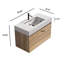 Meuble-lavabo en chêne brut + chêne brut 36 "avec lavabo en quartz blanc et tiroirs souples Grace, meuble-lavabo mural flottant pour salle de bain moderne, lavabo blanc une pièce-123654698