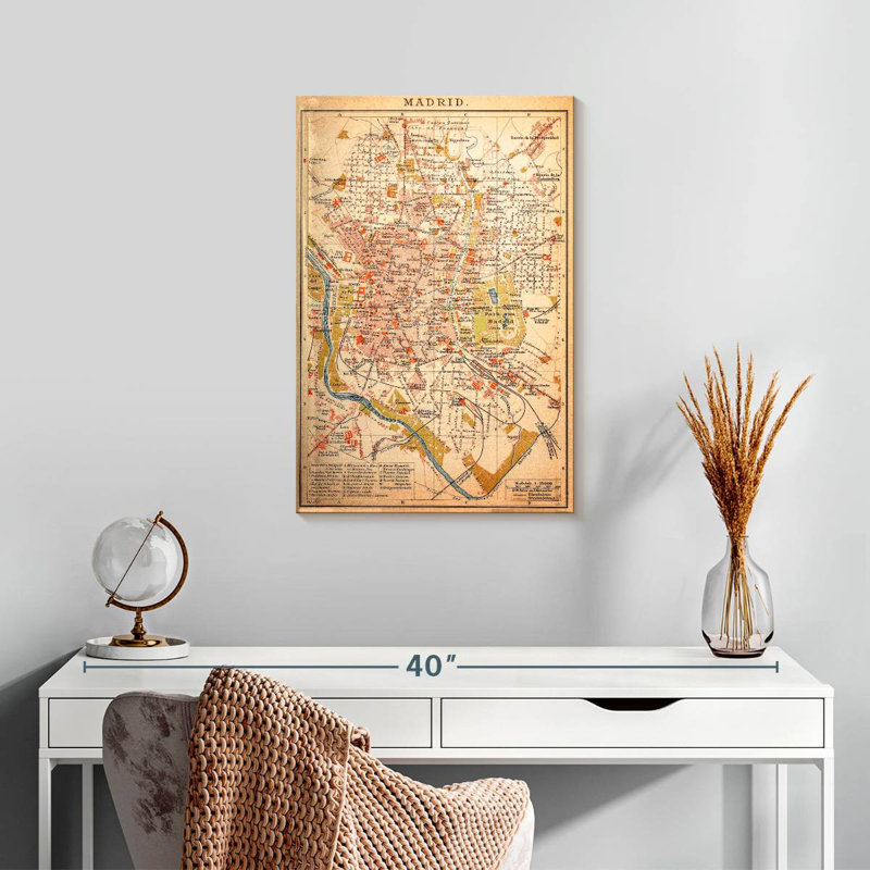 Aliaz, carte antique de Madrid, H 24 po x l 16 po