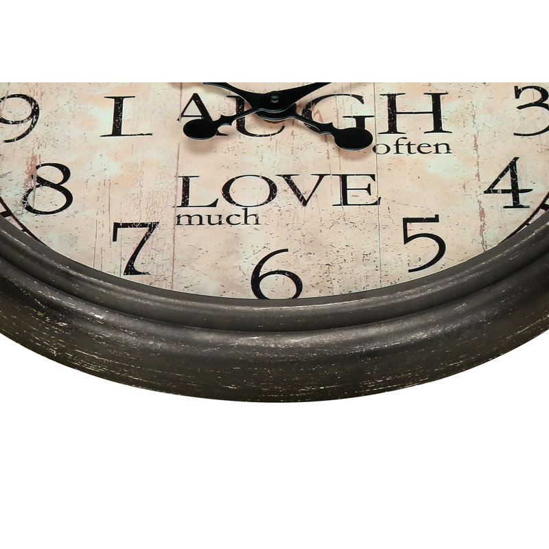 Horloge murale ronde 16 po, horloge murale, brun antique, transitionnel