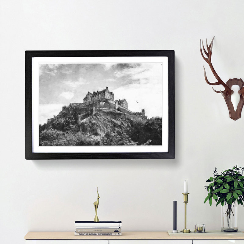 Edinburgh Castle in Scotland - Picture Frame Graphic Art Print on MDF, 62cm H x 87cm W x 2cm D, Black Framed