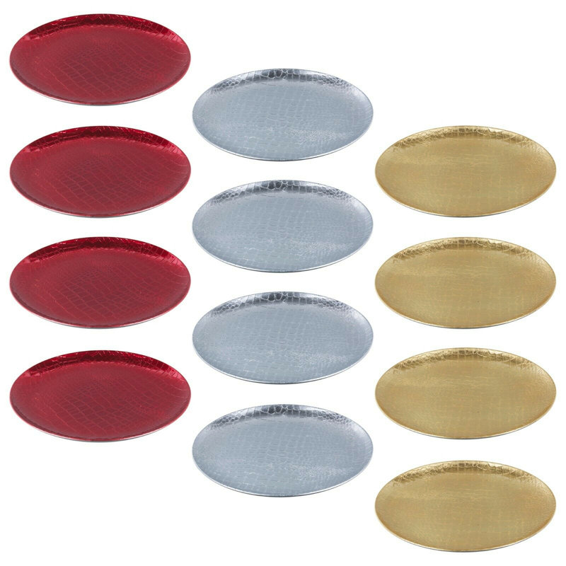 Heather Melamine Animal Print Charger, Silver